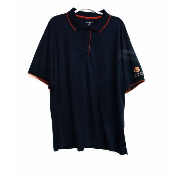 Antigua Mens Navy Polo Shirt With Red Trim & Auburn University Logo - Picture 1 of 8